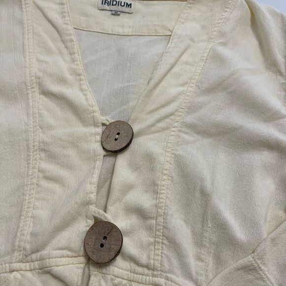 Iridium Apparel Pale Yellow Button Front Lagenlook Cotton Duster Jacket Sz Small - Picture 2 of 8